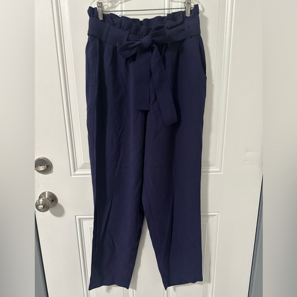 a new day Pants - A New Day Women's M Navy Paperbag High-Rise Ankle Pants with Tie Belt NWT